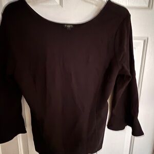 Black Talbots Round Neck Tops w/3/4 Flared Sleeves Size MP
